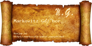 Markovitz Gábor névjegykártya